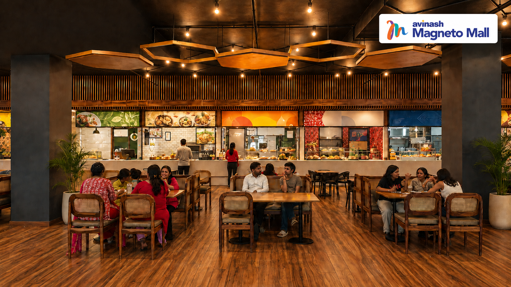 Modern food court and diverse dining options at Magneto Mall Raipur